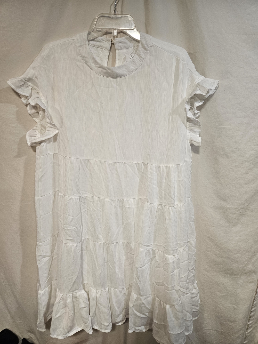 White Ruffle Sleeve Tiered Mini Dress